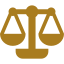 Gold scales of justice icon on white background