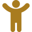 Yellow person icon with raised arms